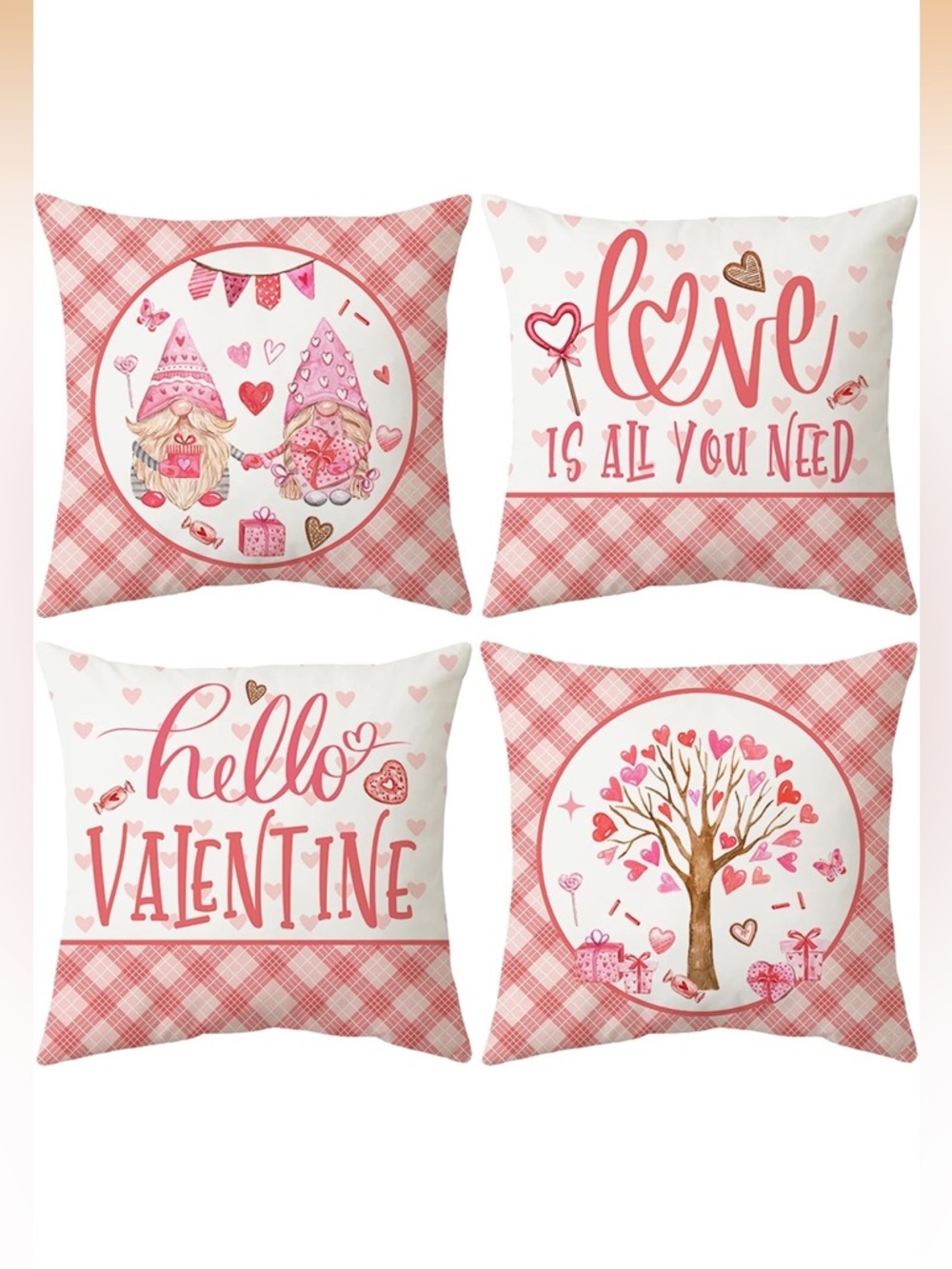 Pink Valentine’s Day pillow covers 18x18 set of 4 brand new